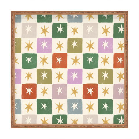 LouBruzzoni Retro Star Block Pattern Square Tray