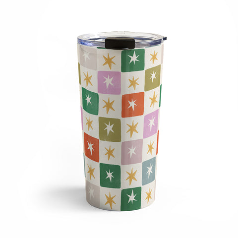 LouBruzzoni Retro Star Block Pattern Travel Mug