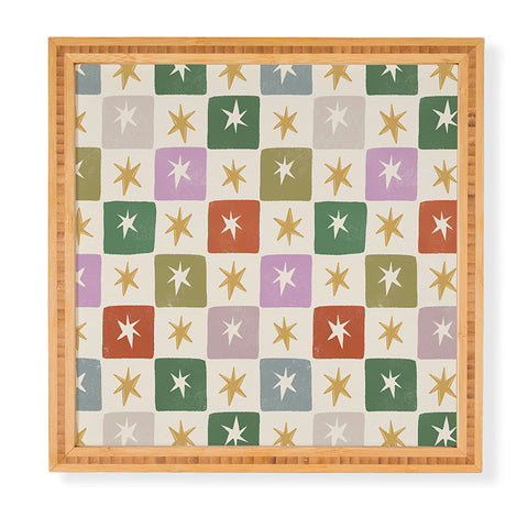 LouBruzzoni Retro Star Block Pattern Framed Wall Art