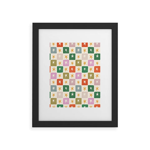LouBruzzoni Retro Star Block Pattern Framed Art Print