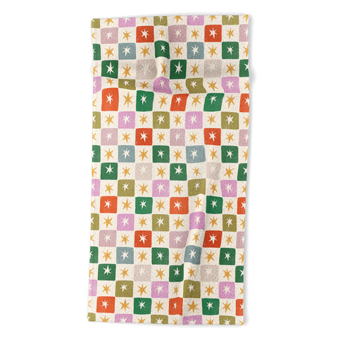 LouBruzzoni Retro Star Block Pattern Beach Towel