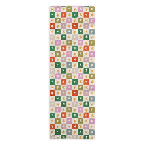 LouBruzzoni Retro Star Block Pattern Yoga Towel