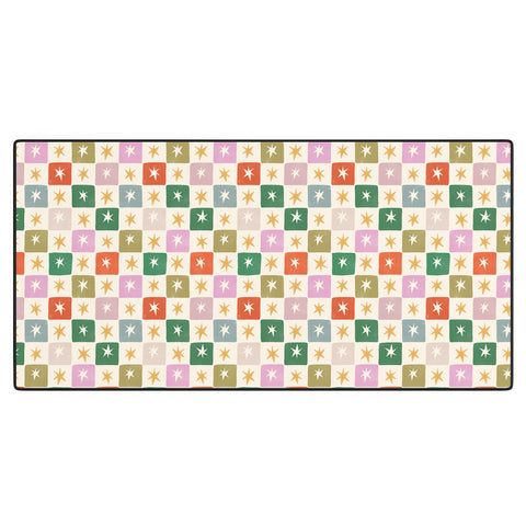 LouBruzzoni Retro Star Block Pattern Desk Mat