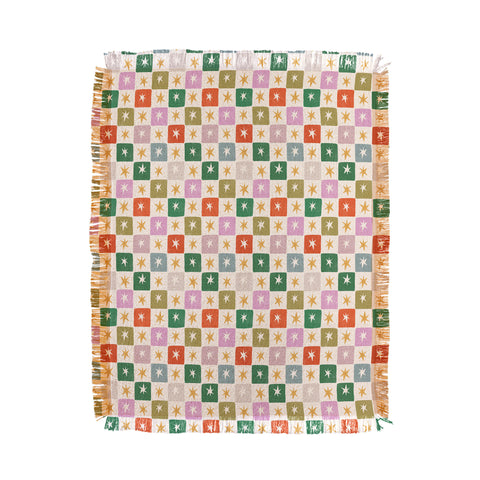 LouBruzzoni Retro Star Block Pattern Throw Blanket