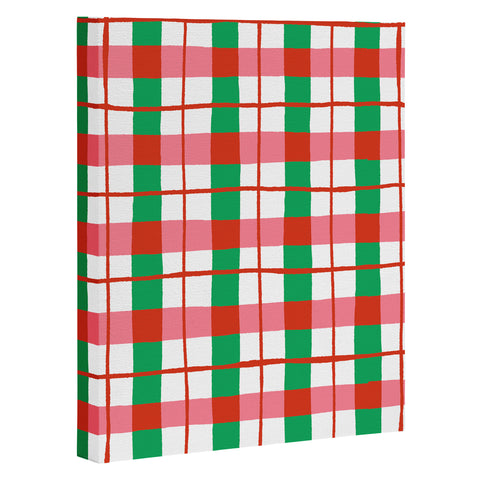LouBruzzoni Retro Xmas checks Art Canvas