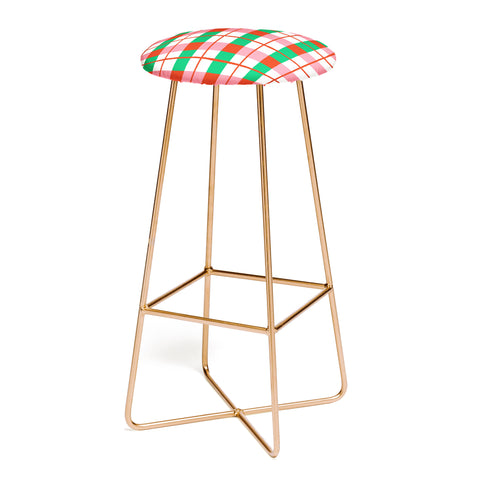LouBruzzoni Retro Xmas checks Bar Stool
