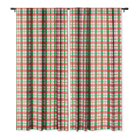 LouBruzzoni Retro Xmas checks Blackout Window Curtain
