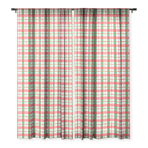 LouBruzzoni Retro Xmas checks Sheer Window Curtain
