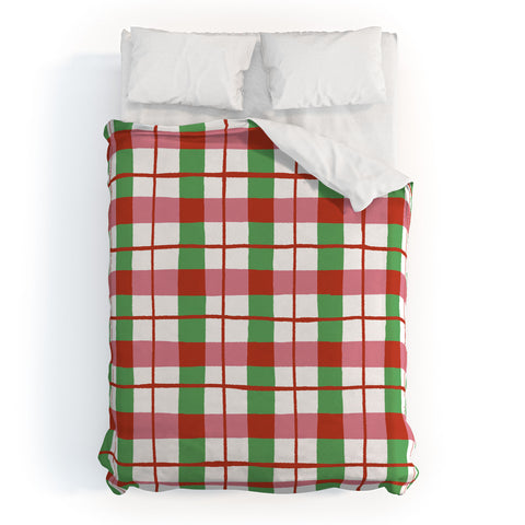 LouBruzzoni Retro Xmas checks Duvet Cover