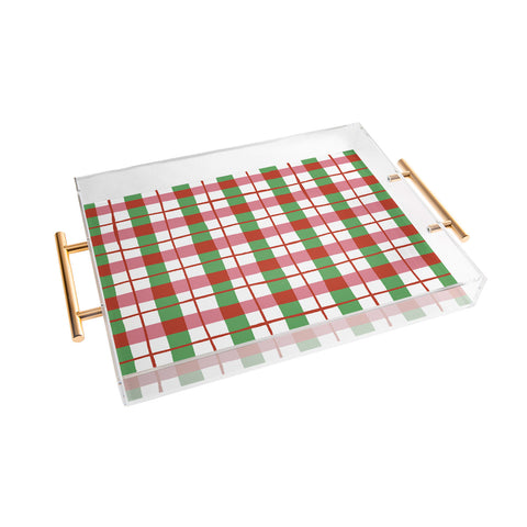 LouBruzzoni Retro Xmas checks Acrylic Tray