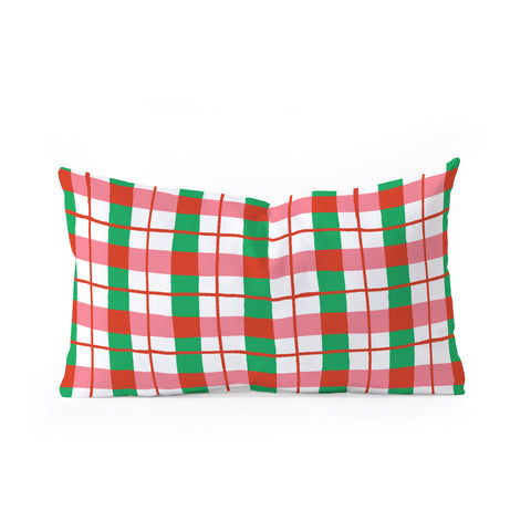 LouBruzzoni Retro Xmas checks Oblong Throw Pillow