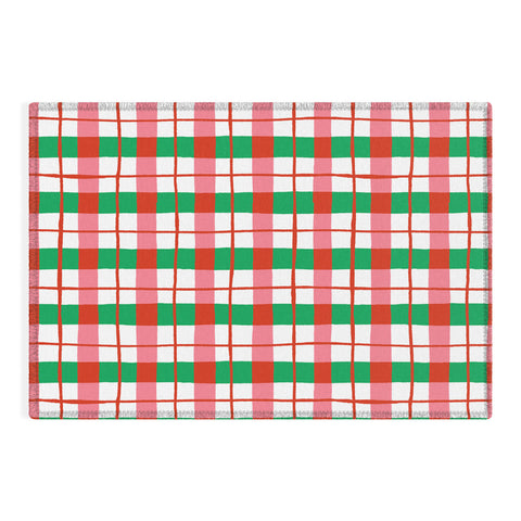 LouBruzzoni Retro Xmas checks Outdoor Rug