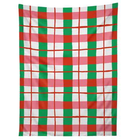 LouBruzzoni Retro Xmas checks Tapestry