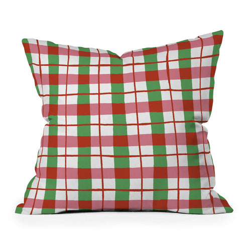 LouBruzzoni Retro Xmas checks Throw Pillow