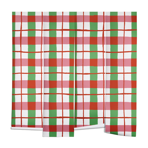 LouBruzzoni Retro Xmas checks Wall Mural
