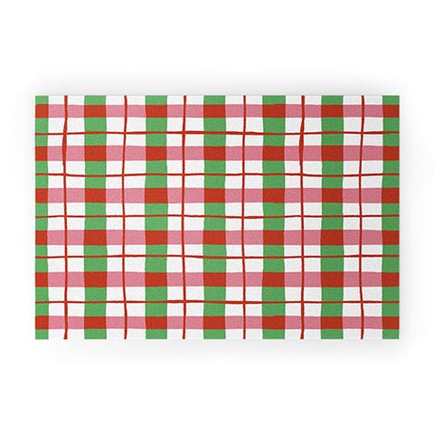 LouBruzzoni Retro Xmas checks Welcome Mat