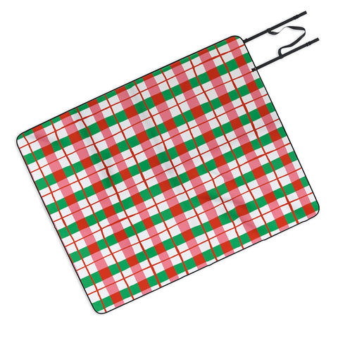 LouBruzzoni Retro Xmas checks Picnic Blanket