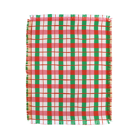 LouBruzzoni Retro Xmas checks Throw Blanket