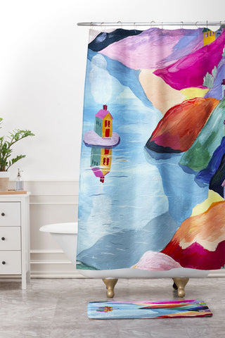 LouBruzzoni Water rainbow landscape Shower Curtain And Mat