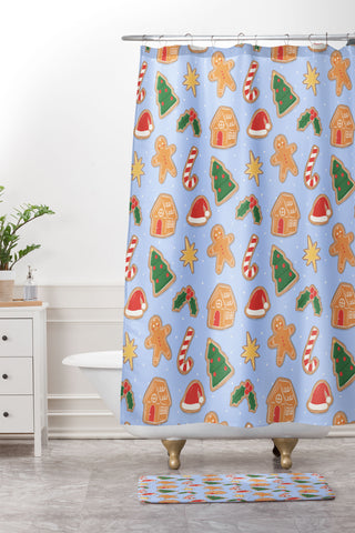 Love_Ryming Christmas Cookies Shower Curtain And Mat
