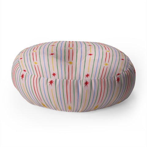 Love_Ryming Festive Starry Stripes Floor Pillow Round
