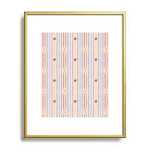 Love_Ryming Festive Starry Stripes Metal Framed Art Print