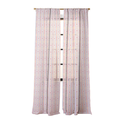 Love_Ryming Festive Starry Stripes Sheer Window Curtain