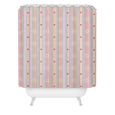 Love_Ryming Festive Starry Stripes Shower Curtain