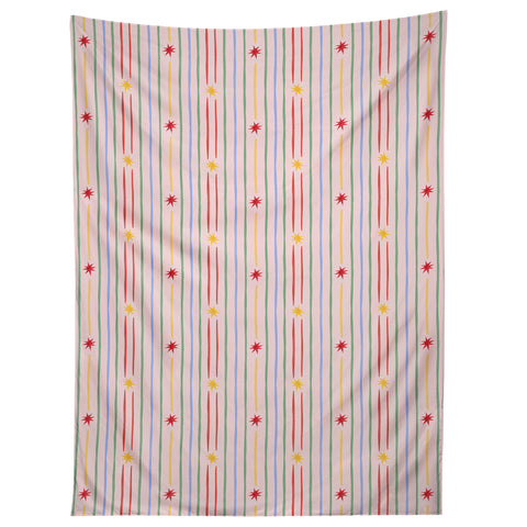 Love_Ryming Festive Starry Stripes Tapestry