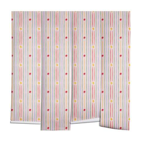 Love_Ryming Festive Starry Stripes Wall Mural