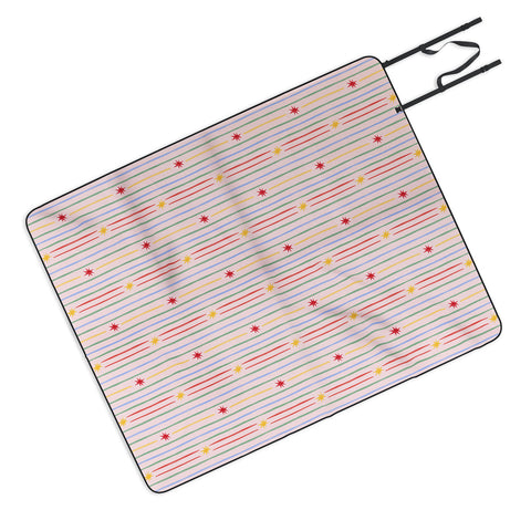 Love_Ryming Festive Starry Stripes Picnic Blanket