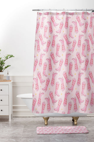 Love_Ryming Stars and Boots Shower Curtain And Mat
