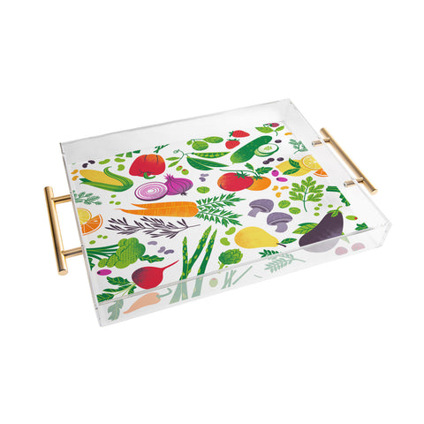 Lucie Rice EAT YOUR FRUITS AND VEGGIES Acrylic Tray