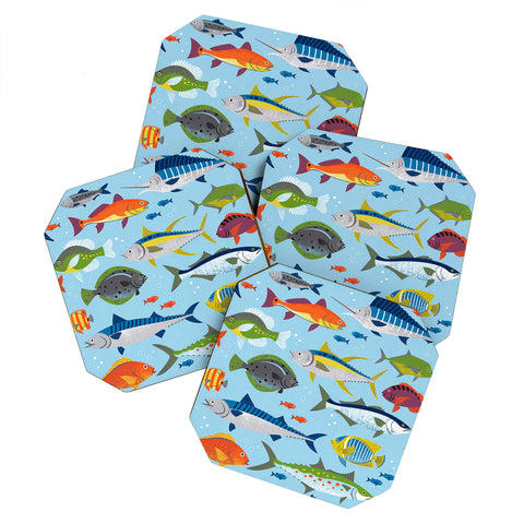 Lucie Rice Fish Frenzy Coaster Set