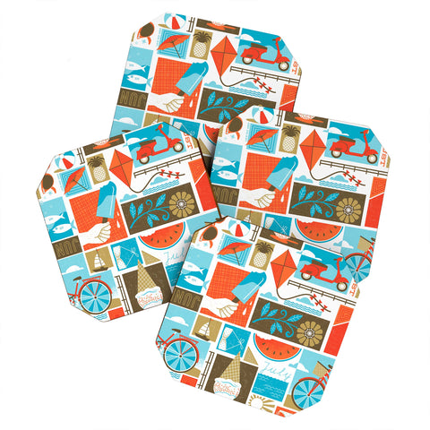 Lucie Rice I Heart Summer Coaster Set