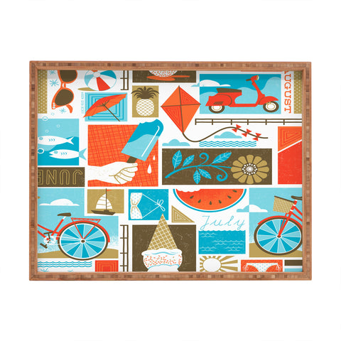 Lucie Rice I Heart Summer Rectangular Tray