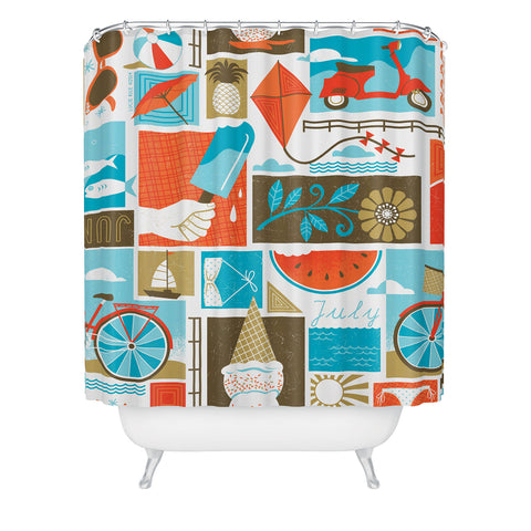 Lucie Rice I Heart Summer Shower Curtain