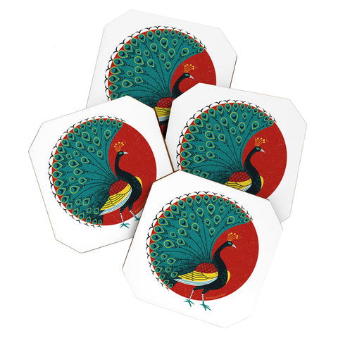 Lucie Rice Peacockin Coaster Set