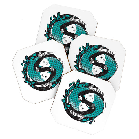 Lucie Rice Pearl and Polly Pisces Coaster Set