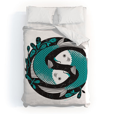 Lucie Rice Pearl and Polly Pisces Duvet Cover