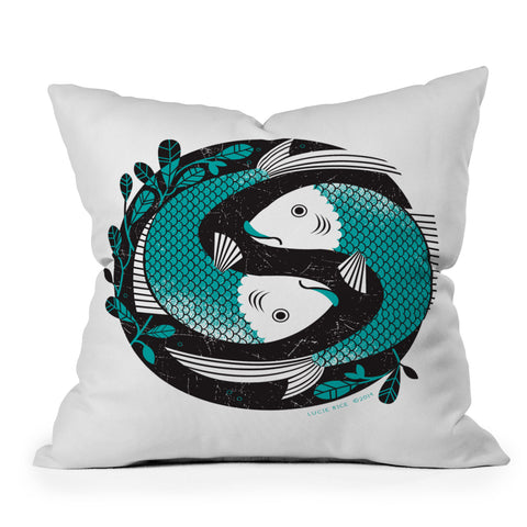 Lucie Rice Pearl and Polly Pisces Outdoor Throw Pillow