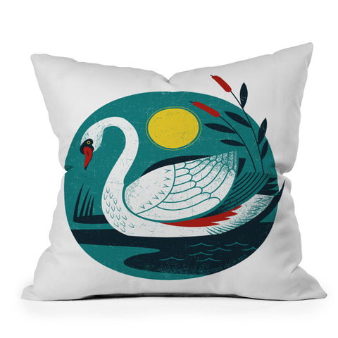 Lucie Rice Swan Outdoor Throw Pillow