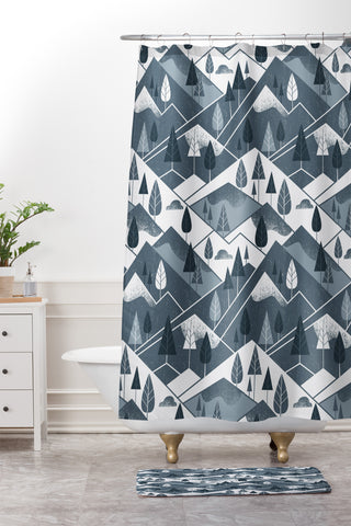 Lucie Rice Winter Woods Shower Curtain And Mat
