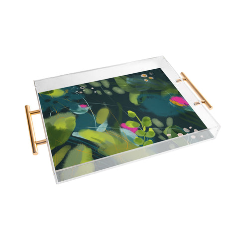 lunetricotee abstract jungle fever leaves Acrylic Tray