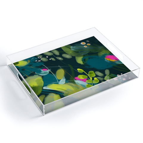 lunetricotee abstract jungle fever leaves Acrylic Tray