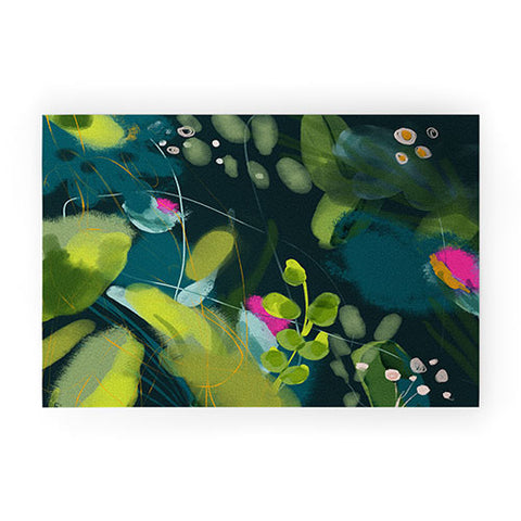 lunetricotee abstract jungle fever leaves Welcome Mat