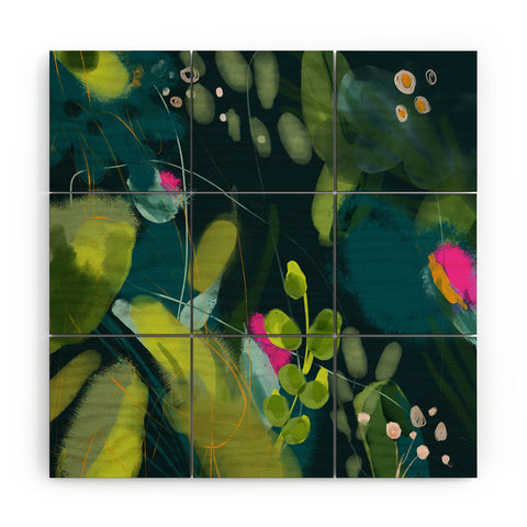 lunetricotee abstract jungle fever leaves Wood Wall Mural