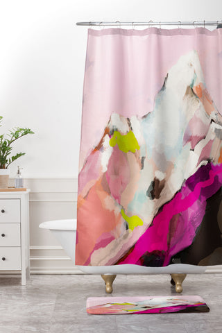 lunetricotee landscape mountain painting Shower Curtain And Mat