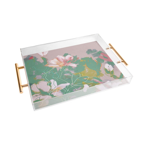 lunetricotee magnolia pastel abstract art Acrylic Tray