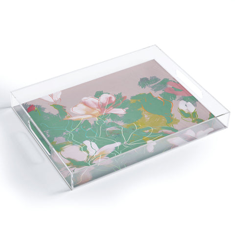 lunetricotee magnolia pastel abstract art Acrylic Tray